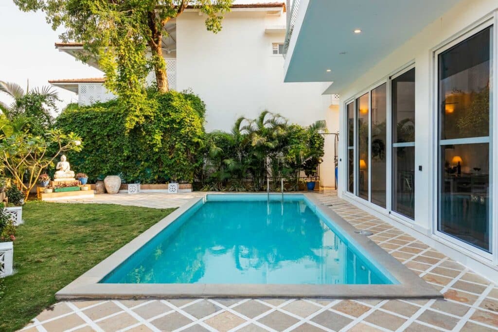 Private pool in daylight